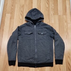 Tony Hawk Boys Coat XL Hooded Sweatshirt Gray Pockets Lined Double-Layered Zip